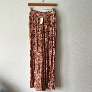 Maeve Gabriela Wide-Leg Pants  - Anthropologie - navy orange dots